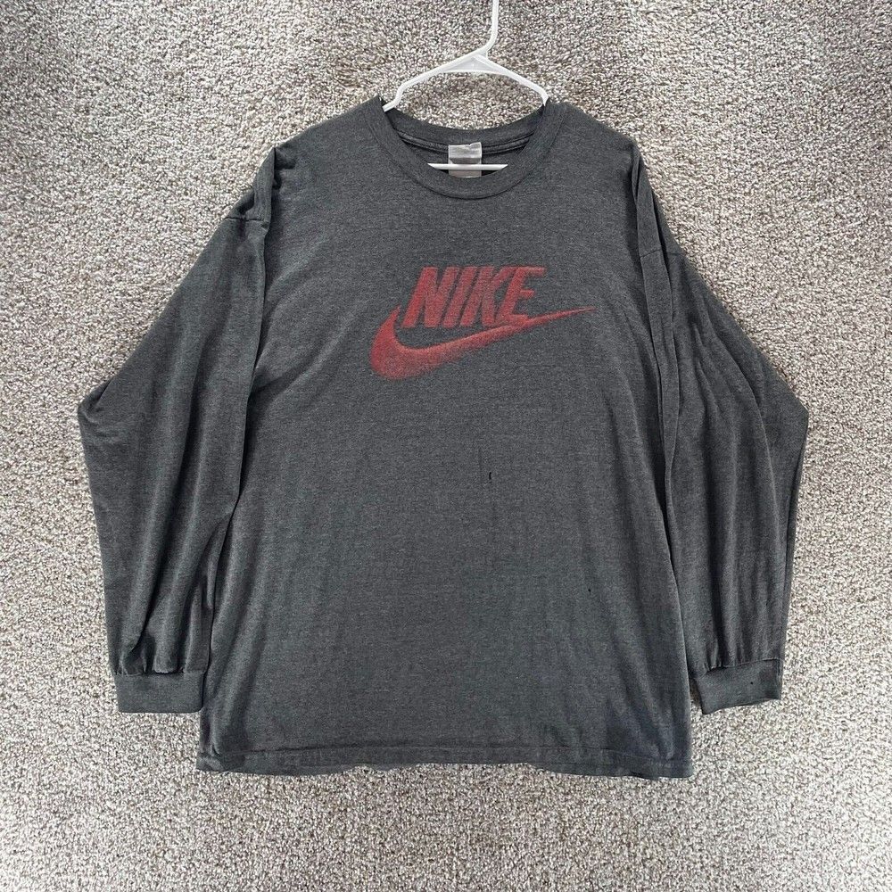 Vintage Nike Shirt Mens Extra Large Gray Long Sleeve Streetwear Logo‎ Grey Tag